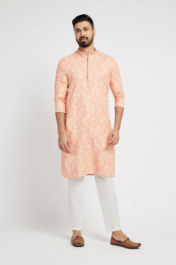 Ethnic India Peach Men's Kurta - Distacart