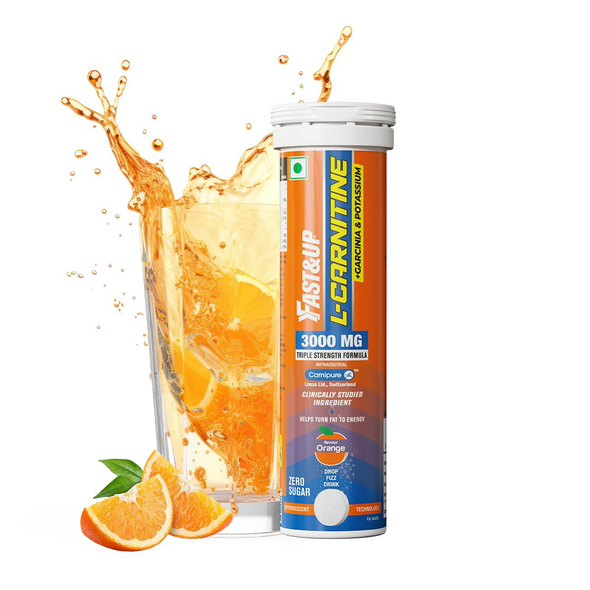 Fast&Up L Carnitine 3000mg Effervescent Tablets - Orange Flavour - Distacart