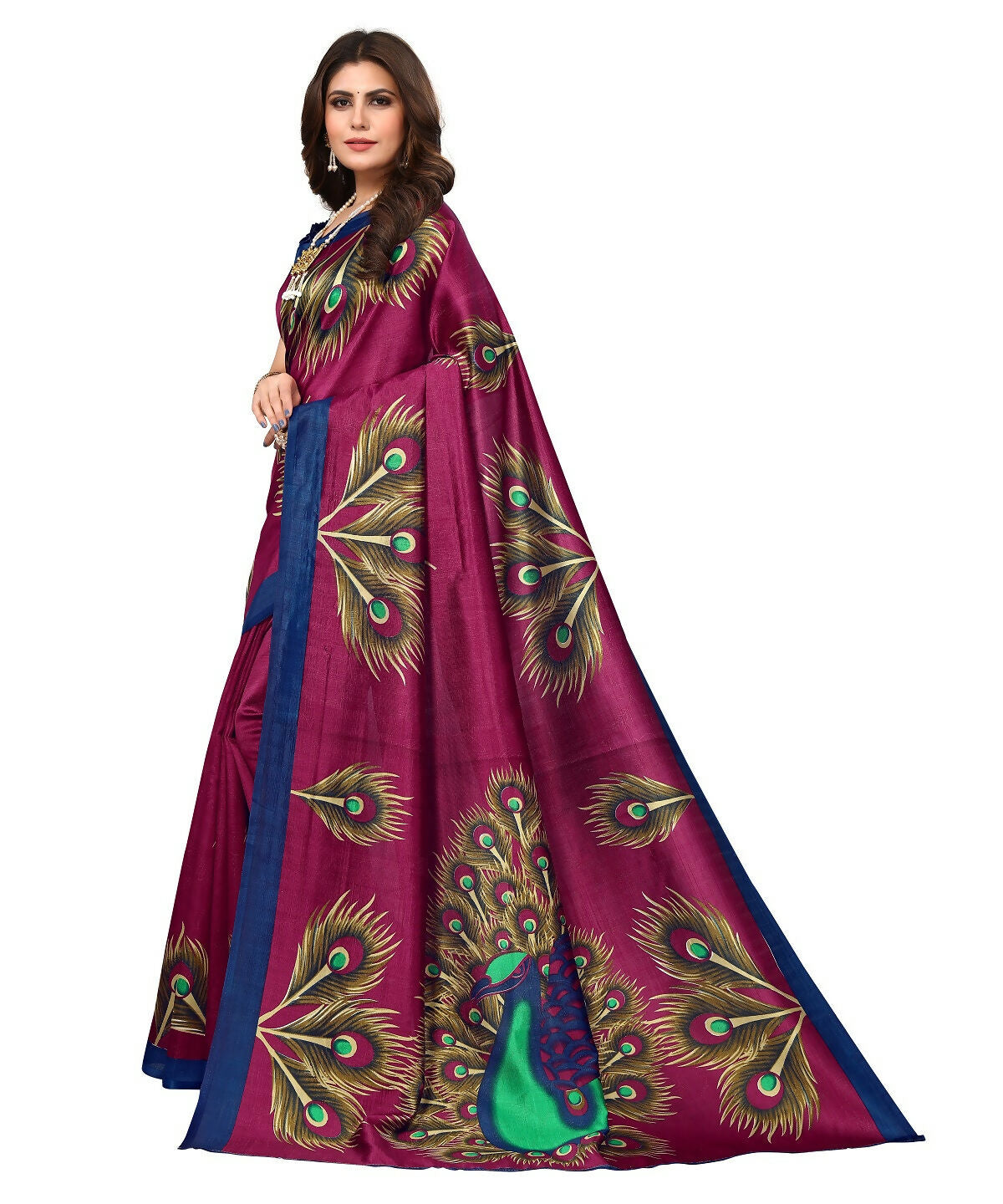 Vamika purple Printed Art Silk Saree - Distacart