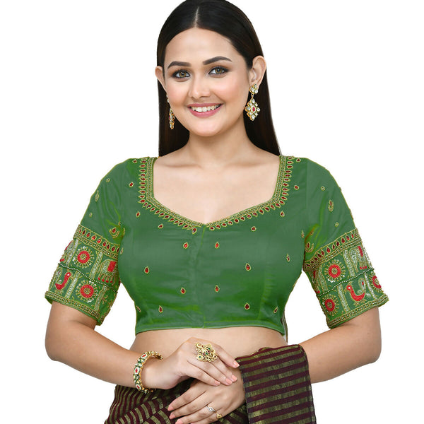 Joban Fashion Women's Green Embroidered Stitched Blouse - Distacart