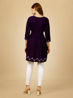Thumbnail for Aastha Fashion Women's Purple Viscose Rayon Embroidered Casual Top - Distacart