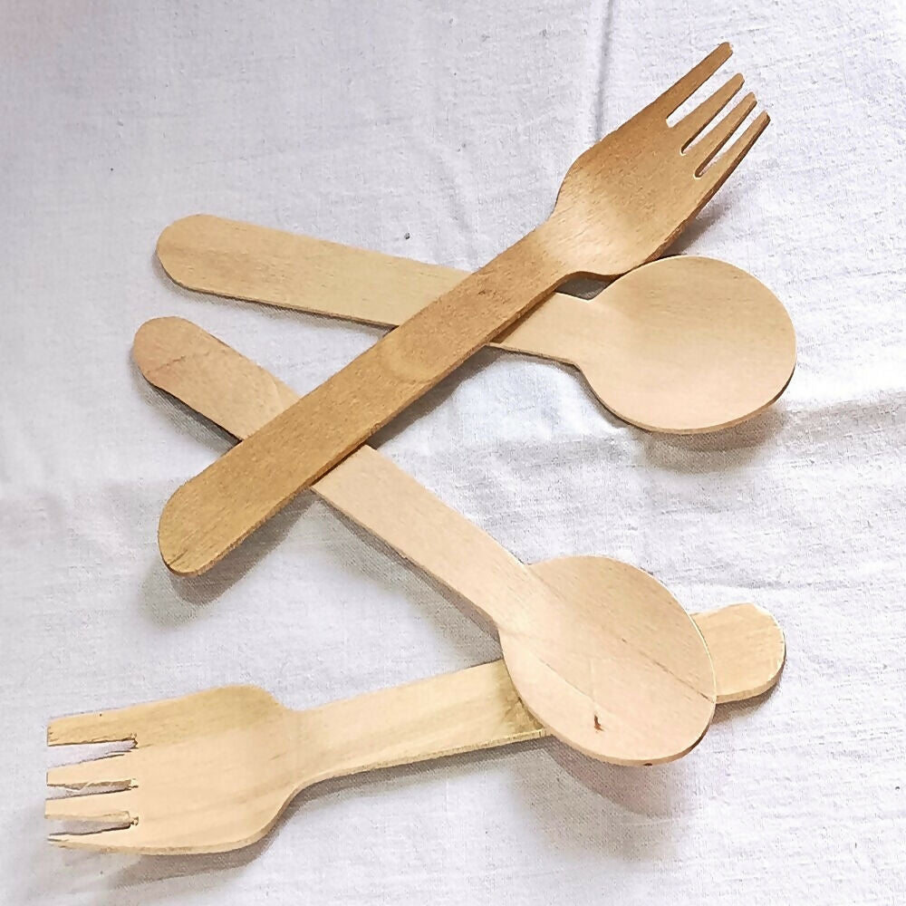 Eco friendly Wooden Spoon & Fork Combo - Distacart