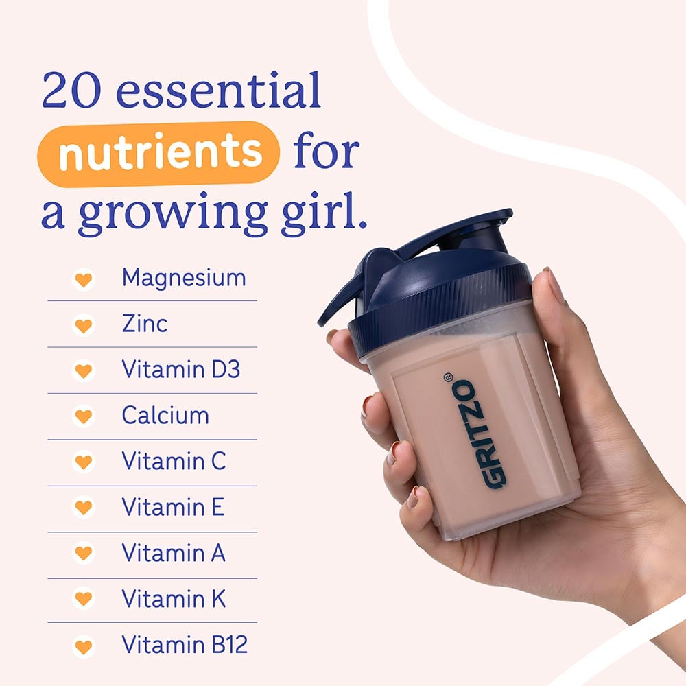 Gritzo SuperMilk Overall Growth (7-12y Girls), Zero Refined Sugar, 21 Vitamins & Minerals - Distacart