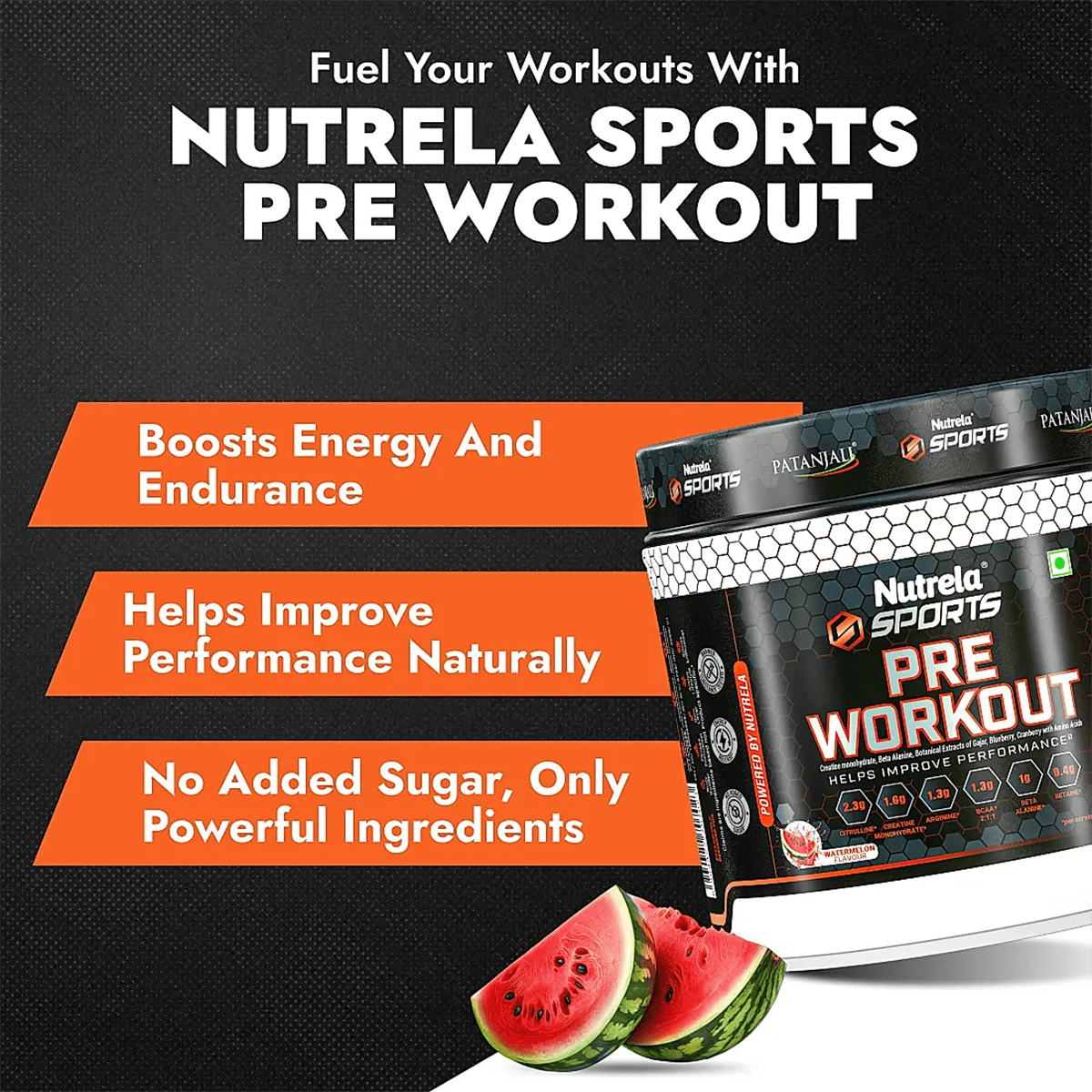 Patanjali Nutrela Sports Pre - Workout-(Watermelon)