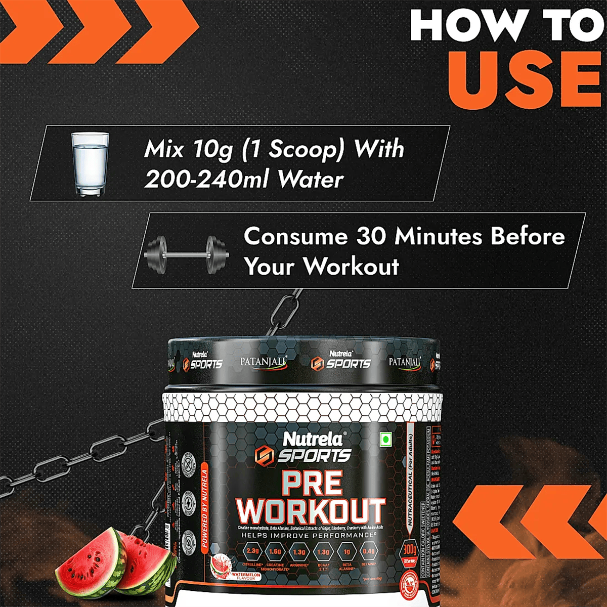 Patanjali Nutrela Sports Pre - Workout-(Watermelon)