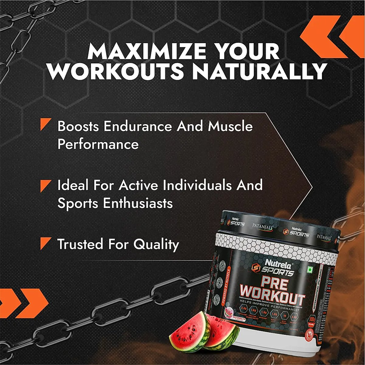 Patanjali Nutrela Sports Pre - Workout-(Watermelon)