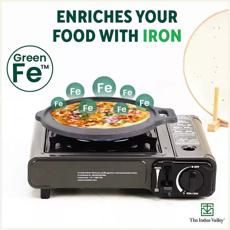 The Indus Valley Super Smooth Cast Iron Tawa,Pre-seasoned, Nonstick, 100% Pure, Toxin-free, Induction, 28/30.5cm, 2.8/2.9kg - Distacart