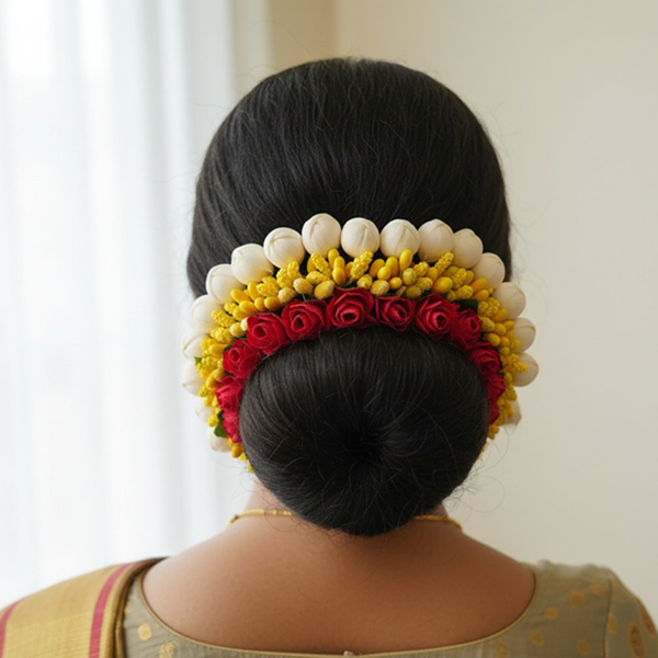 Red & Yellow Flower Hair Gajra - Distacart