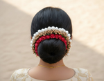 Thumbnail for Red & Gold Flower Hair Gajra - Distacart