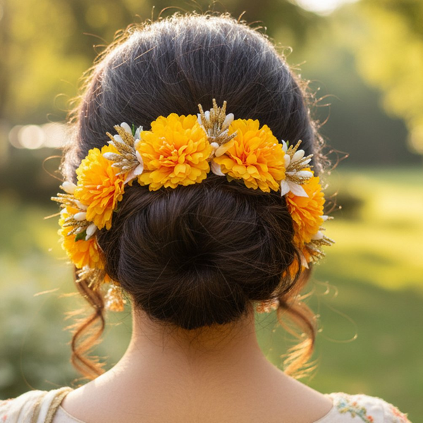 Yellow Bridal Flower Hair Accessories - Distacart