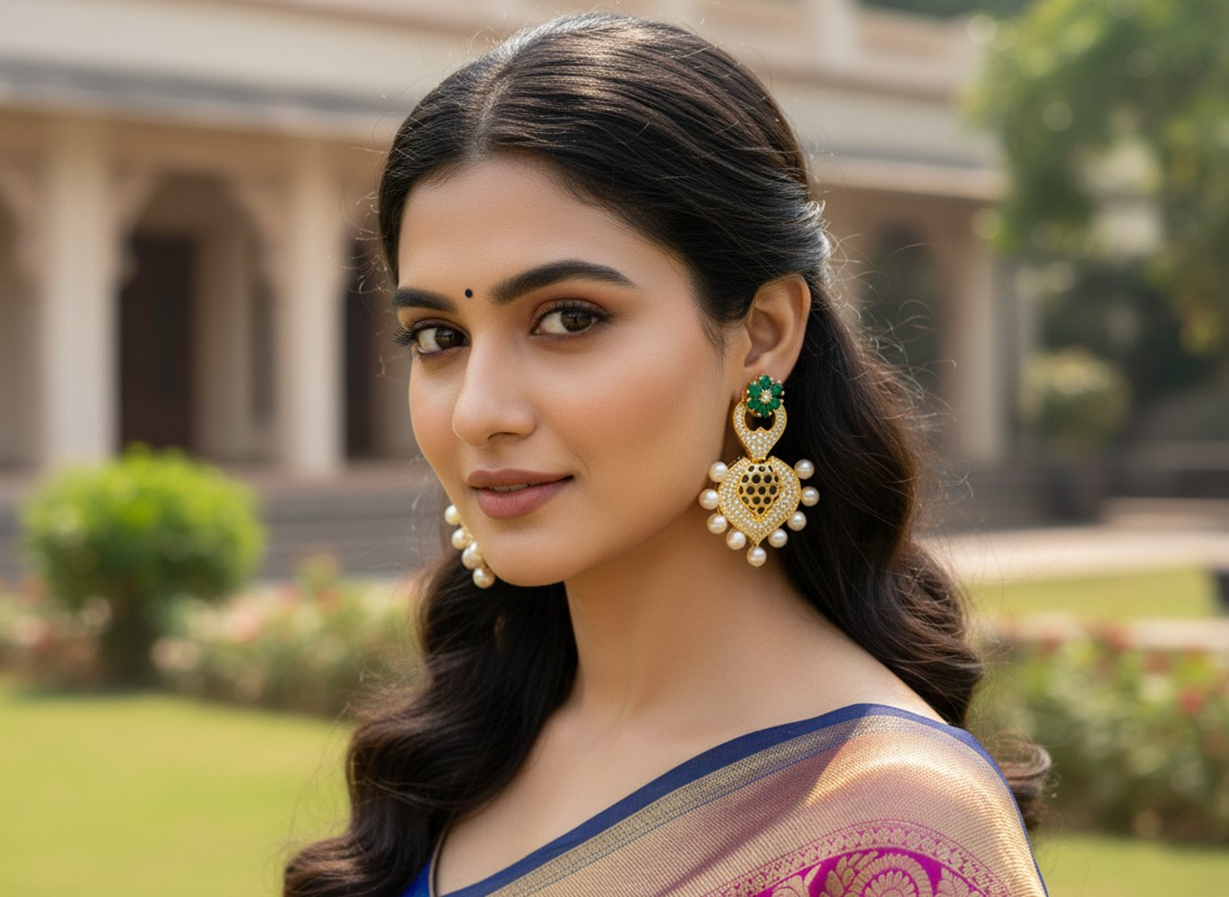 Ad Emerald Designer Pearls Earrings - Distacart