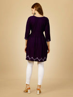 Thumbnail for Jyoti Fashion Women's Purple Viscose Rayon Embroidered Casual Top - Distacart