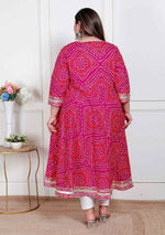 Thumbnail for Miravan Plus Size Women'S Bandhani Ethnic Anarkali Kurta And Dupatta - Distacart