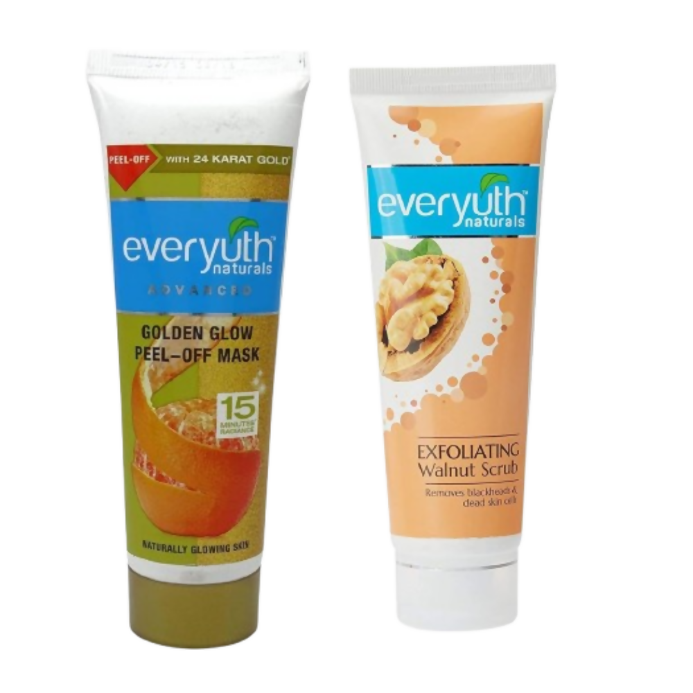 Everyuth Naturals Advanced Golden Glow Peel-off Mask and Exfoliating Walnut Scrub - Distacart