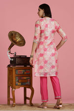 Thumbnail for BulBul Women Pink Floral Printed Kota Doriya Kurta Set