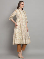Thumbnail for Anouk Ethnic Motifs Printed Mandarin Collar Empire Cotton Anarkali Kurta