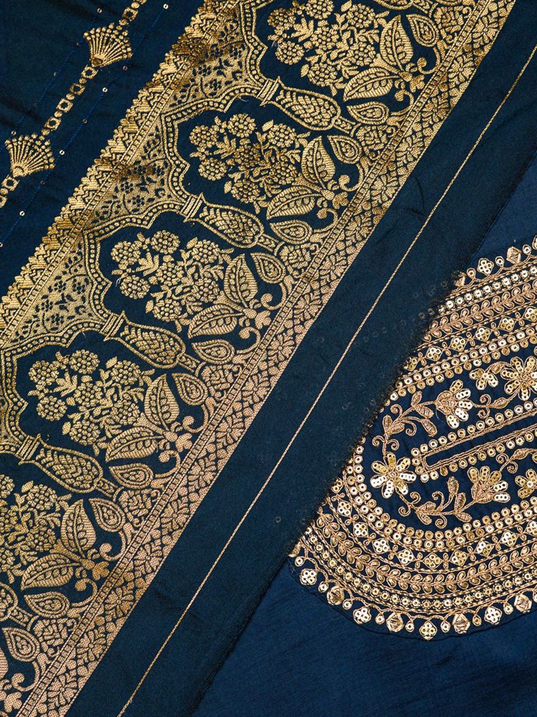 Ode by House of Pataudi Floral Yoke Design Silk Straight Kurta & Trousers With Dupatta - Distacart