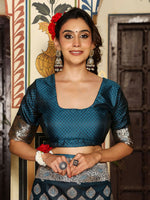 Thumbnail for Astita Teal Silk Saree