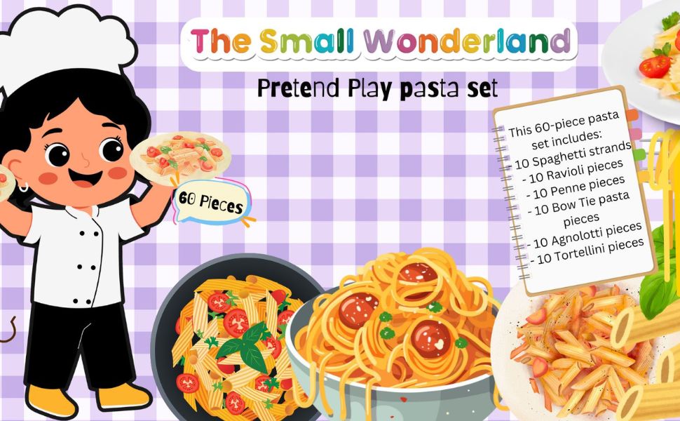 The Small Wonderland Pretend Play Fabric Pasta Set-60 Pieces-Realistic looking kids play food toys - Distacart