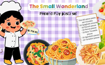 The Small Wonderland Pretend Play Fabric Pasta Set-60 Pieces-Realistic looking kids play food toys - Distacart