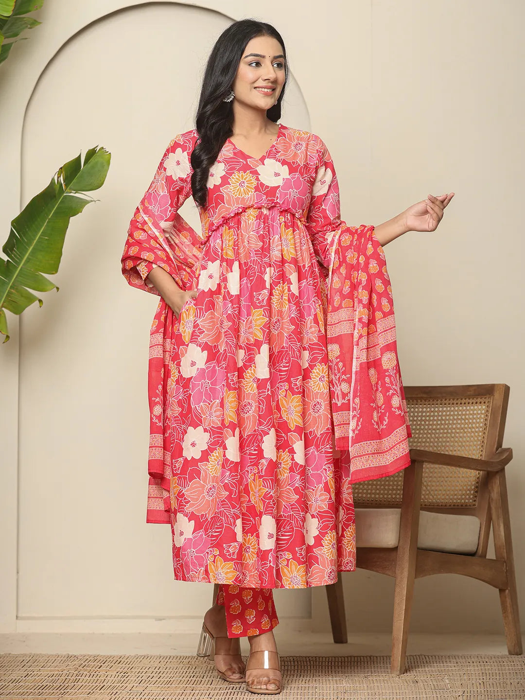 Yufta Pure Cotton Pink Maternity Kurta Set - Distacart