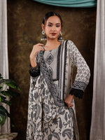 Thumbnail for Yufta Pure Muslin Silk White Kurta Dupatta Set