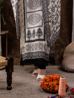 Thumbnail for Yufta Pure Muslin Silk White Kurta Dupatta Set