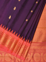 Thumbnail for Purple and Peach Gadwal Silk Handloom Saree with Mango Pallu and Border Design - Global Threads - Distacart