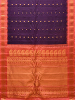 Thumbnail for Purple and Peach Gadwal Silk Handloom Saree with Mango Pallu and Border Design - Global Threads - Distacart
