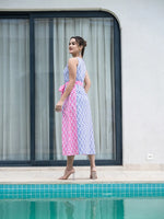 Thumbnail for Yufta Purple And Pink Pure Cotton Colour Blocking Dress