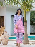Thumbnail for Yufta Purple & Pink Colour blocking Co Ord Set