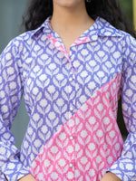 Thumbnail for Yufta Purple & Pink Colour blocking Co Ord Set