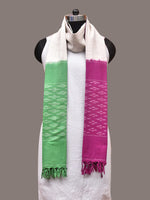 Thumbnail for Purple and White Pochamaplly Ikat Cotton Handloom Dupatta with Temple Border Design - Global Threads - Distacart