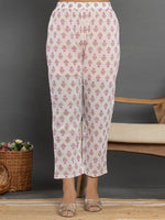 Thumbnail for Yufta Purple Beads & Stones Cotton Anarkali Kurta Dupatta Pant Set - Distacart