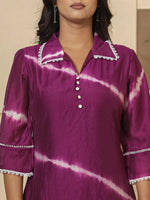 Thumbnail for Yufta Purple Chanderi Silk Tie Dye Co-Ord Set