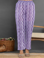 Thumbnail for Yufta Purple Cotton Ethnic Motifs Kurta Dupatta Set