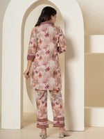 Thumbnail for Yufta Purple Cotton Schiffli Co-Ord Set With Lace Detailing