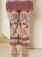 Thumbnail for Yufta Purple Cotton Schiffli Co-Ord Set With Lace Detailing