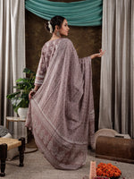 Thumbnail for Yufta Purple Ethnic Motifs Pure Cotton Kurta Dupatta Set With Lace Detailing
