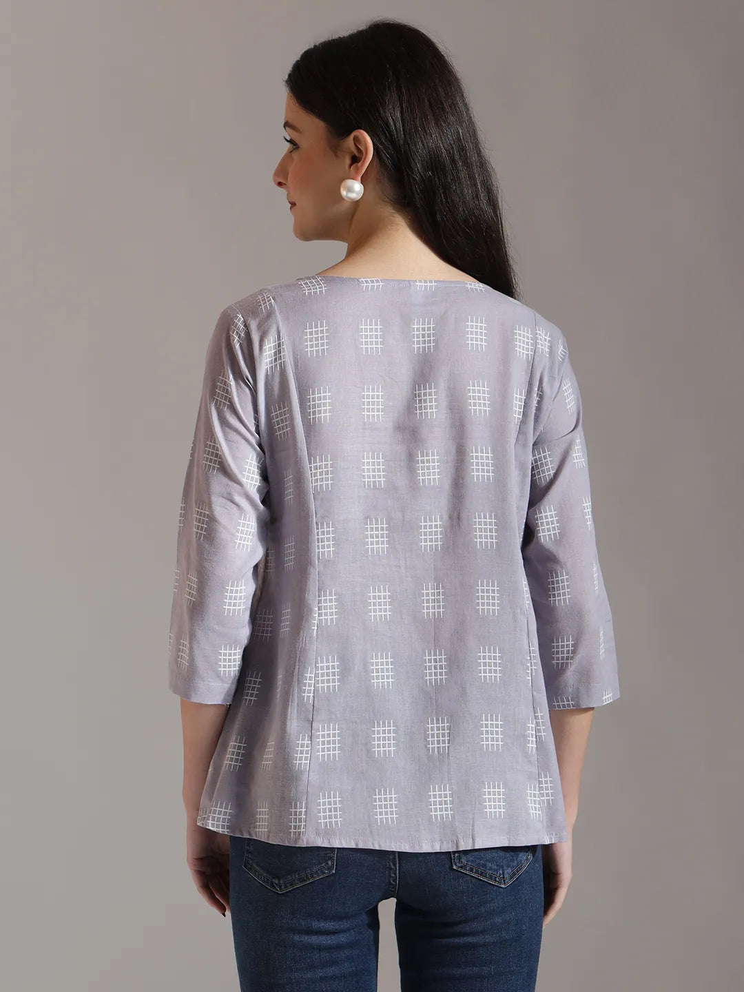 Yufta Purple Handloom Cotton Gathered Or Pleated Top