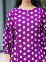 Thumbnail for Yufta Purple Polka Dot Print Top And Trouser Co Ord Set