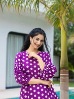 Thumbnail for Yufta Purple Polka Dot Print Top And Trouser Co Ord Set