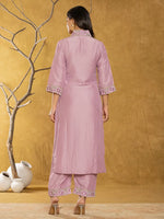 Thumbnail for Yufta Purple Silk Blend Pakistani Style Kurta Dupatta Set