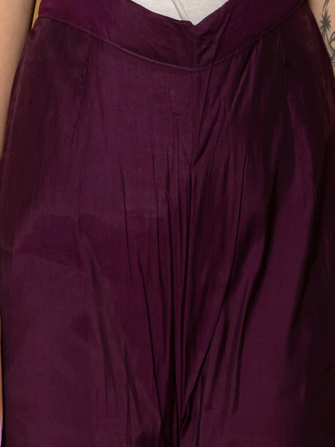 Yufta Purple Silk Embroidered Plus Size Kurta Dupatta Set