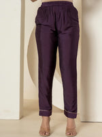 Thumbnail for Yufta Purple Tissue Kurta Dupatta Pant Set