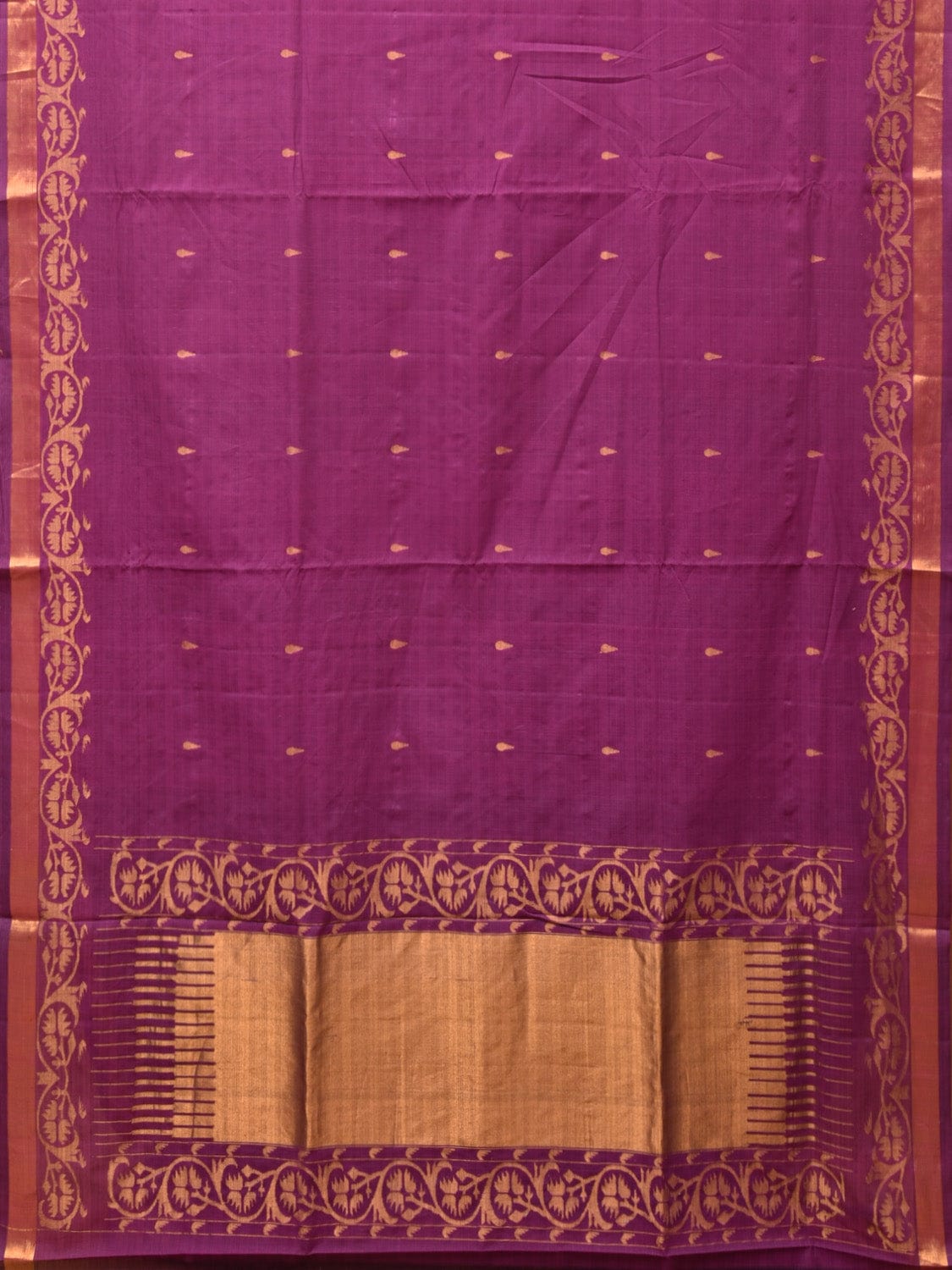 Purple Uppada Cotton Handloom Saree with Border Design - Global Threads - Distacart