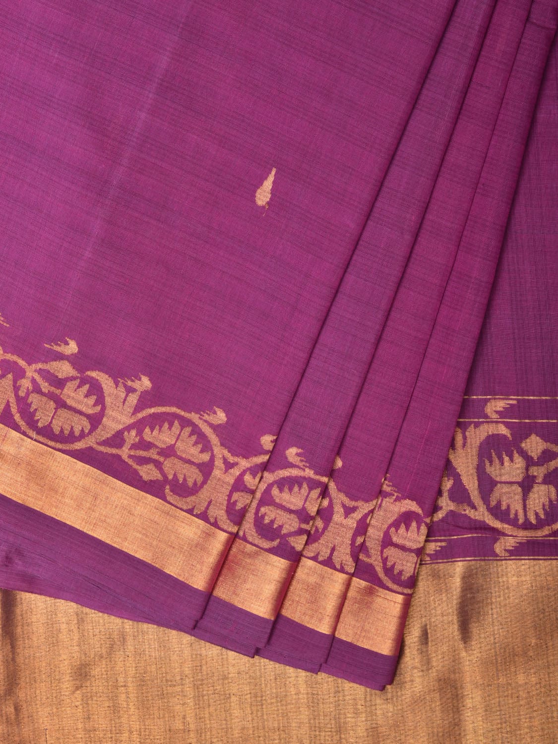 Purple Uppada Cotton Handloom Saree with Border Design - Global Threads - Distacart