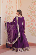 Thumbnail for Evanik Faux Georgette With Embroidered Work Wedding Gown Dupatta