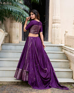 Thumbnail for Evanik Women Pure Chanderi Plain With Zari Weaving Work Border Stitched Lehenga With Unstitched Blouse Dupatta(Up to 42)