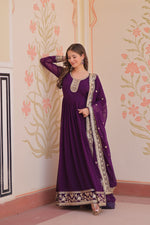 Thumbnail for Evanik Faux Georgette With Embroidered Work Wedding Gown Dupatta
